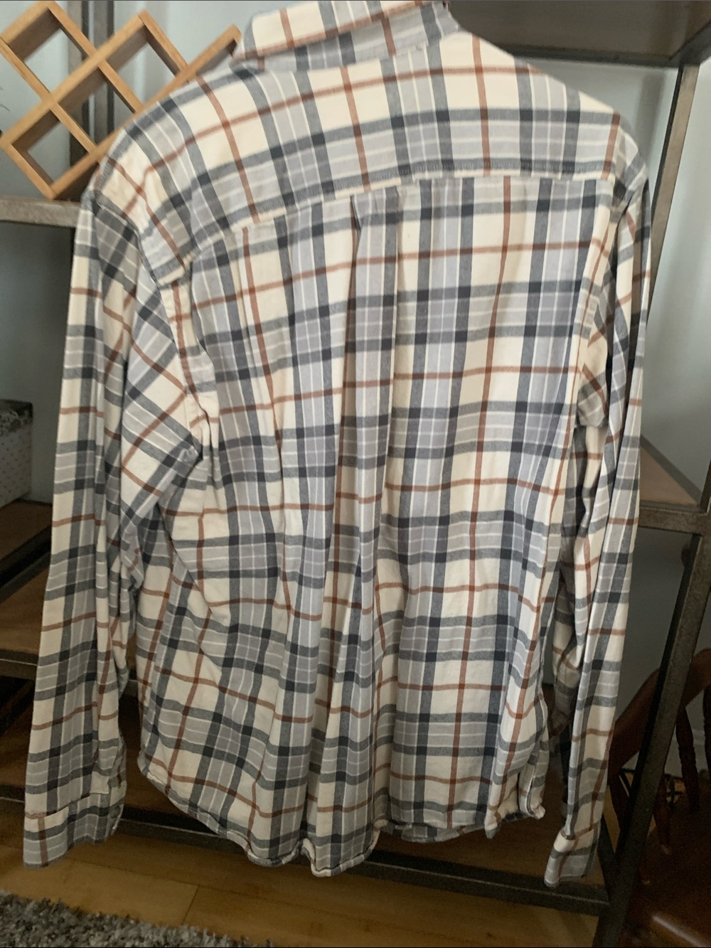 Eddie Bauer Plaid Button-Down Shirt in Gray, Brown & Cream - Picture 4 of 4